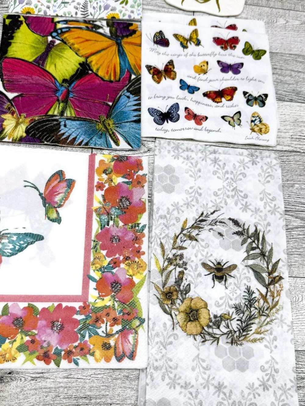 38 Napkins for Crafts/Decoupage - Birds, Bees, & Butterfly Theme-19 Napkins (x2)